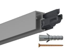 Cimaise Mini-Click Rail R10 Gris 200cm + clips de fixation + vis & chevilles murs creux - Cimaise Tableau Newly 