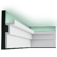 C396 STEPS Corniche Plafond pour éclairage indirect et cache tringle à rideau Orac Decor - 18,5x6,1x200cm (h x p x L) - moulure décorative polyuréthane